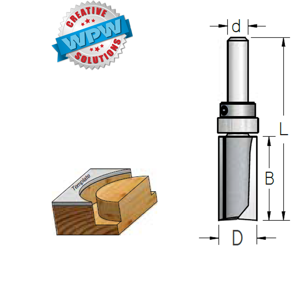 Template Bit t 9.5x25x63 1/4"Sh Top Bearing