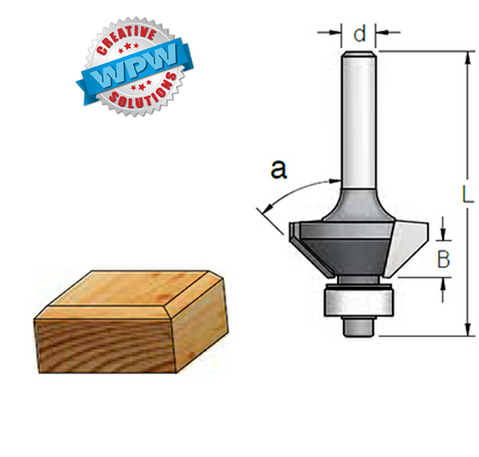 Bevel Trim Bit 11x51x6.35Sh 45° 3Fl