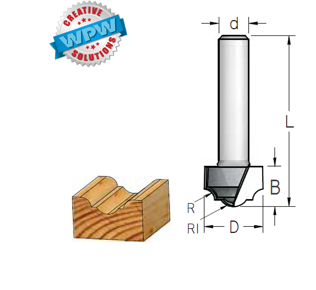 Classical Ogee Bit 25.4x16x73x12.7Sh R5.0/6.3