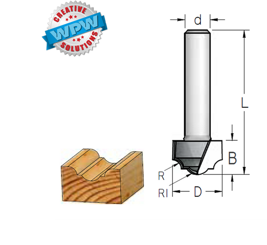 Classical Ogee Bit 25.4x16x73x12.7Sh R5.0/6.3