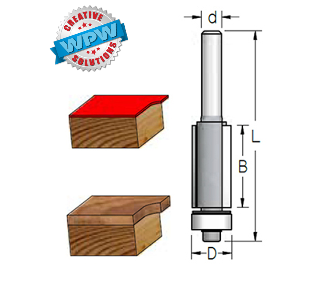 Flush Trim Bit 12.7x25x80x12.7Sh