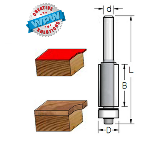Flush Trim Bit 9.5x25x65x6.35Sh
