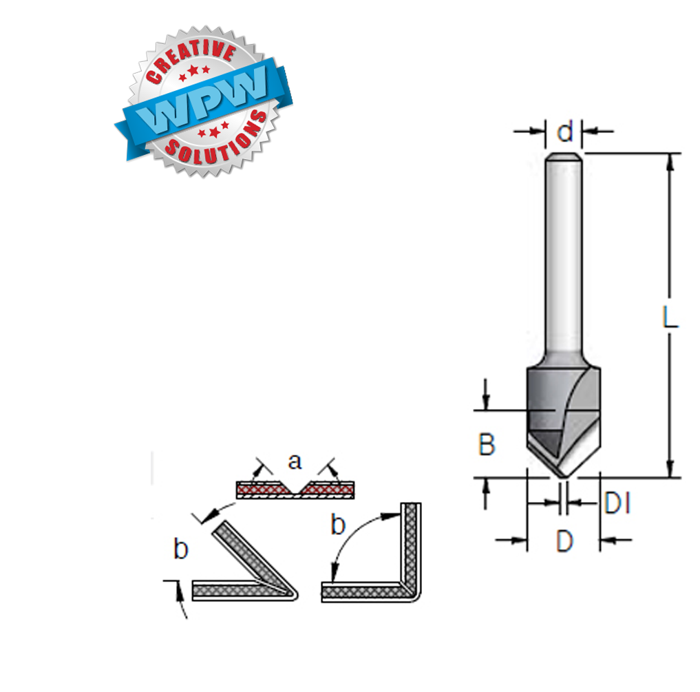 V-Groove Fold Bit 18x15.5x57 1/4"Sh 135°