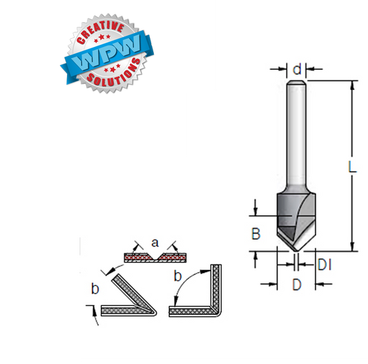 V-Groove Fold Bit 13x12.5x57 1/4"Sh 90°