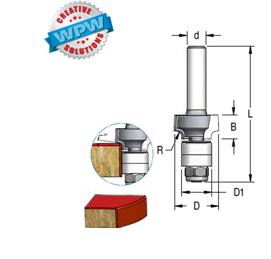 Laminate Rounding Over Bits 20x9.5x57x6.35Sh R3.0
