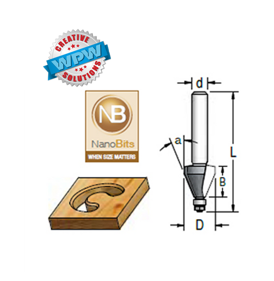Nano Bevel Trim Bit 14.3x6.3x48 1/4"Sh 45°