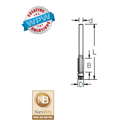 Flush Trim Bit 4.8x19x6.35Sh NANO